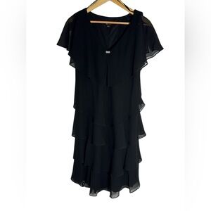SNLY Formal Black Tier Short Sheer Dress Size 14